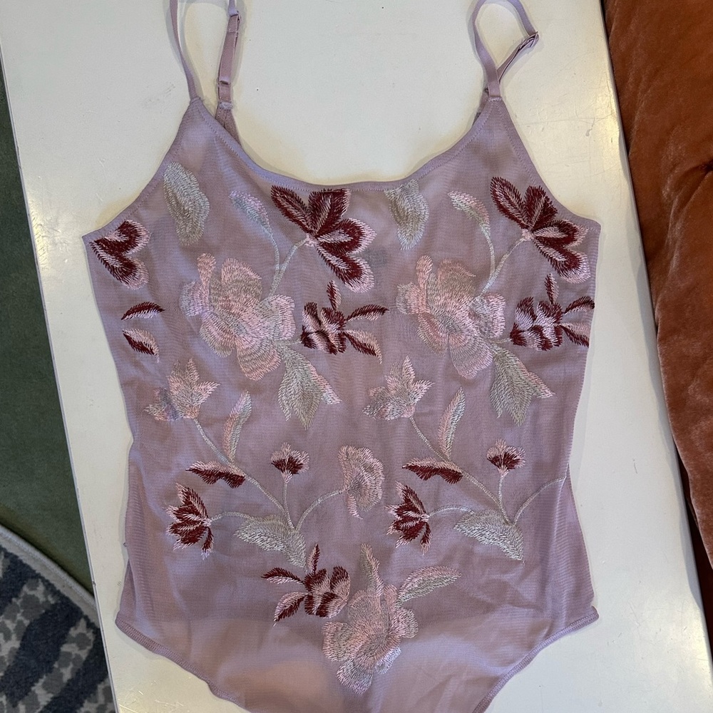 Express Floral Embroidered Mesh Bodysuit